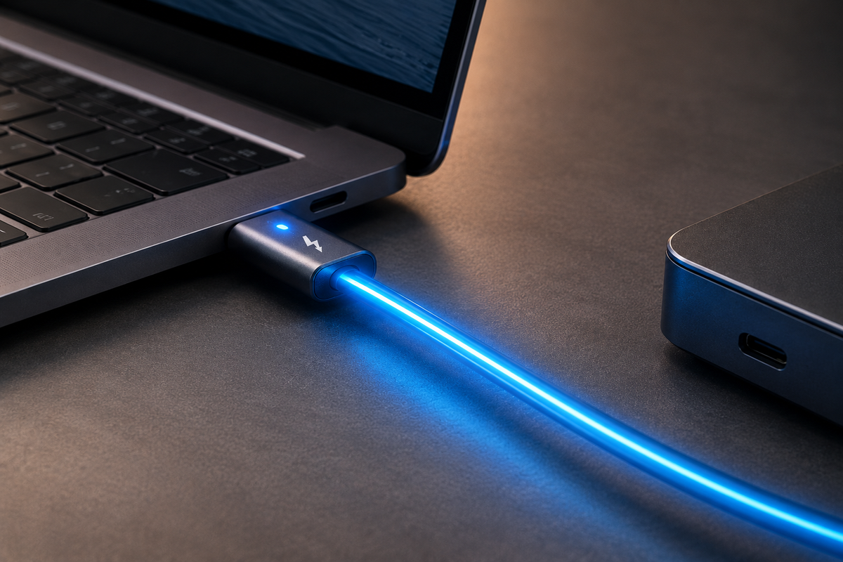 Thunderbolt připojen do notebooku.