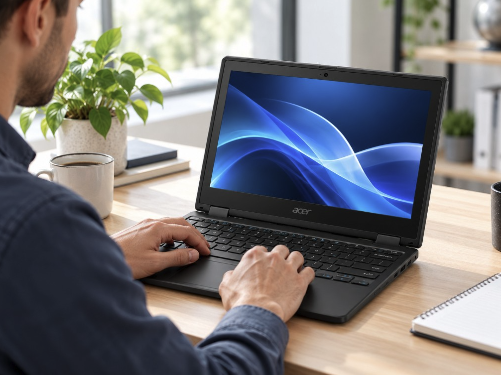 Acer TravelMate Spin B311RN-32 při práci