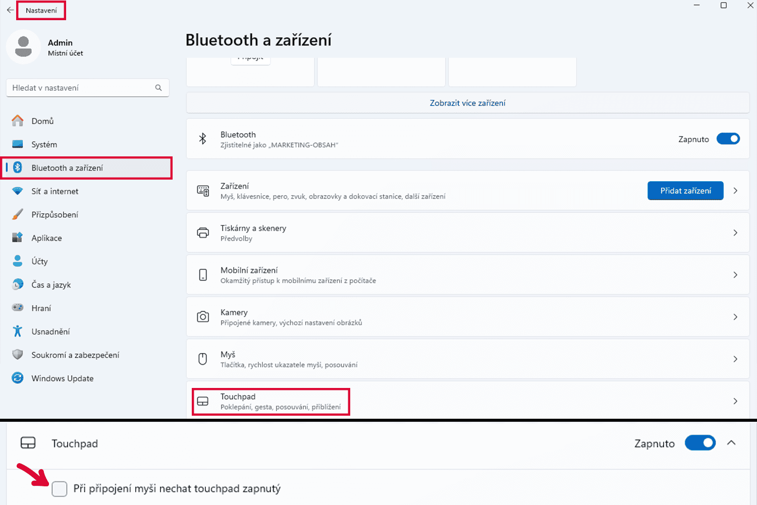 Jak zapnout/vypnout touchpad? - 6