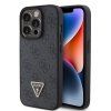 Guess PU 4G Strass Triangle Metal Logo Zadný Kryt pre iPhone 15 Pro Black