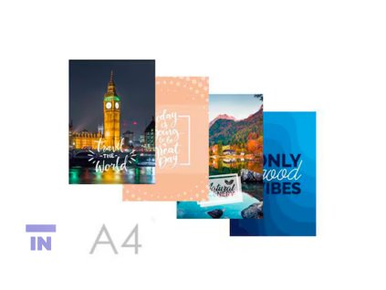 Záznamová kniha, A4, linkovaná, 96 listů, mix motivů