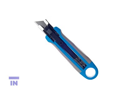 Odlamovací nůž Lyreco, 18 mm, modrý, s bezpečností pojistkou