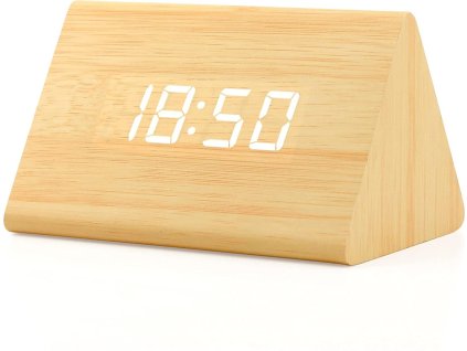 Drevený digitálny LED budík - Hranol