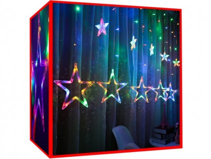 Vianočná svetelná reťaz - Hviezdy - 138 LED - Farebné