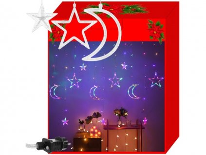 Vianočná svetelná reťaz - Hviezdy - 138 LED - Farebné