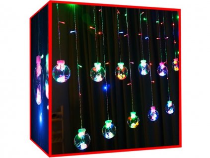 Vianočná svetelná reťaz - Vianočné gule - 108 LED - Farebné