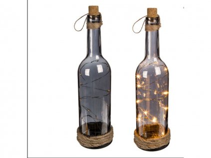 Sklenená dekoratívna fľaša s LED svetielakmi