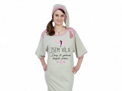 Noční košile - Jsem víla (Barva Melír, Velikost XXL)