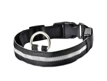 Svítící obojek pro psy černý (Velikost M)