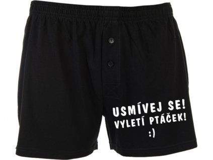 Trenýrky - Usmívej se, vyletí ptáček (Barva Černá, Velikost XL)