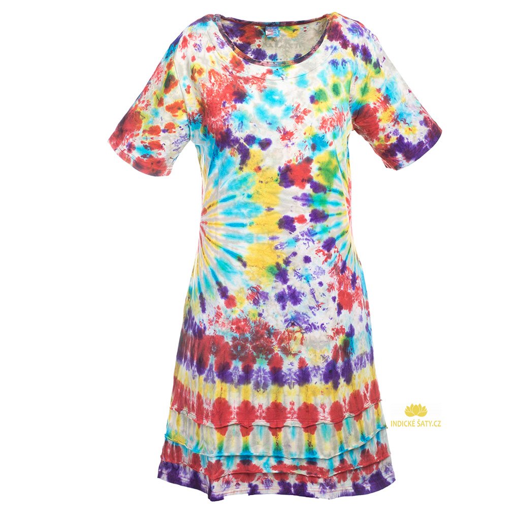 Strečové šaty s krátkými rukávky z bavlny Batika světlé (L/XL)