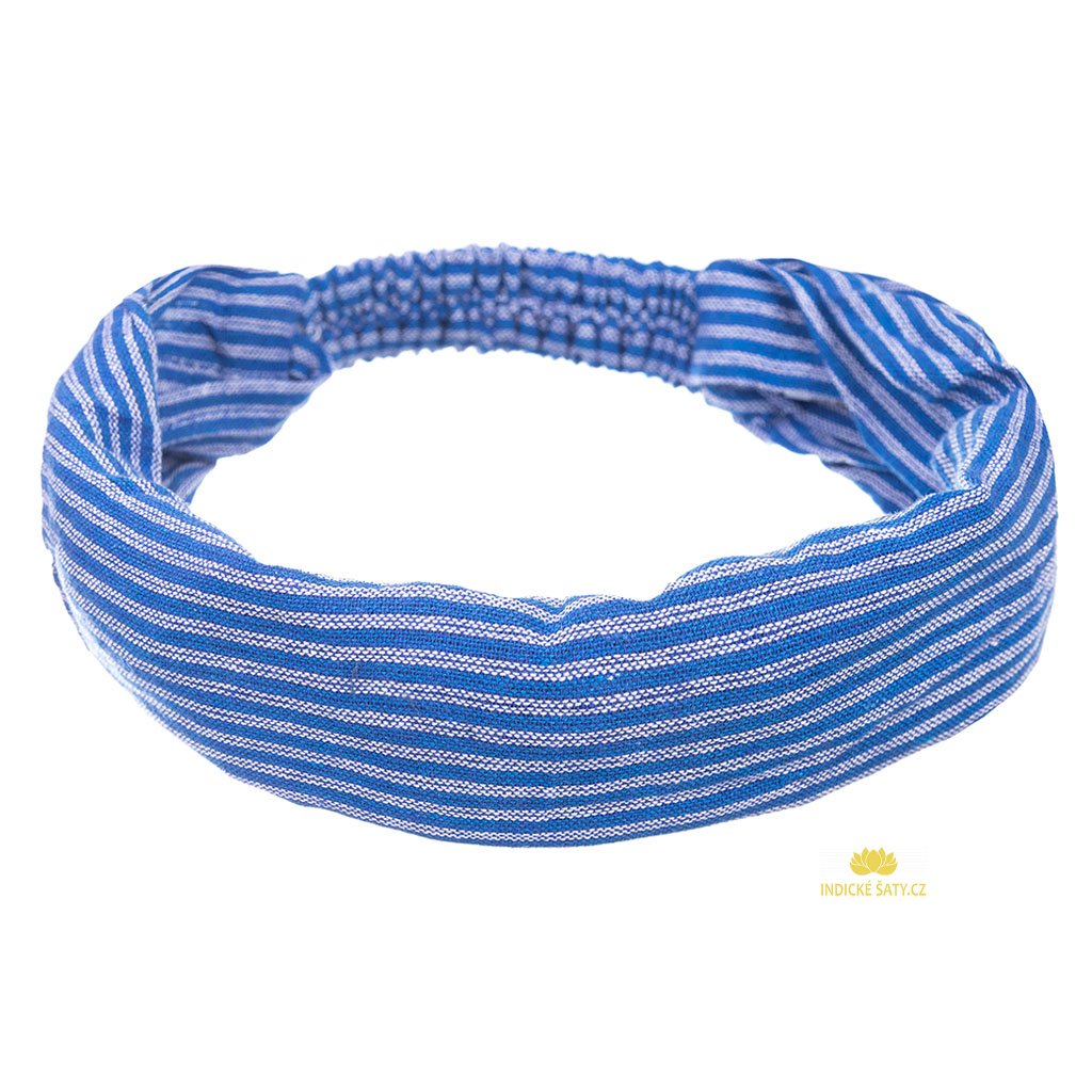 Šátek do vlasů pruhovaný námořní modrá