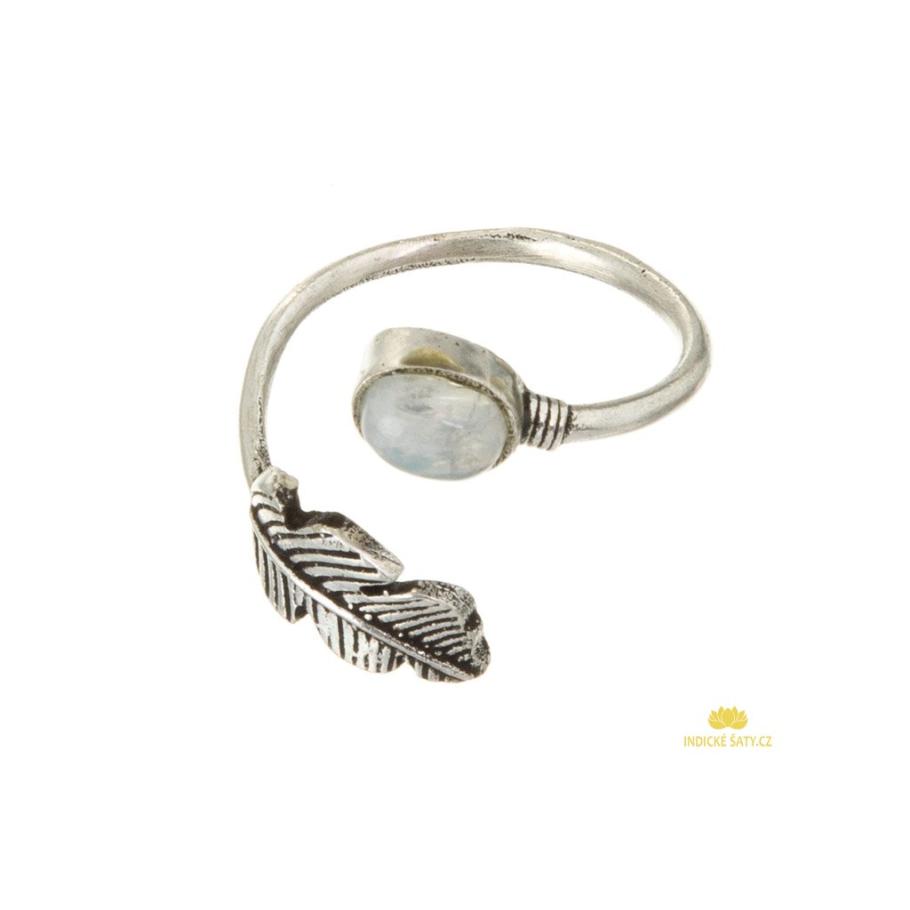 Indický prstýnek z alpaky s měsíčním kamenem
