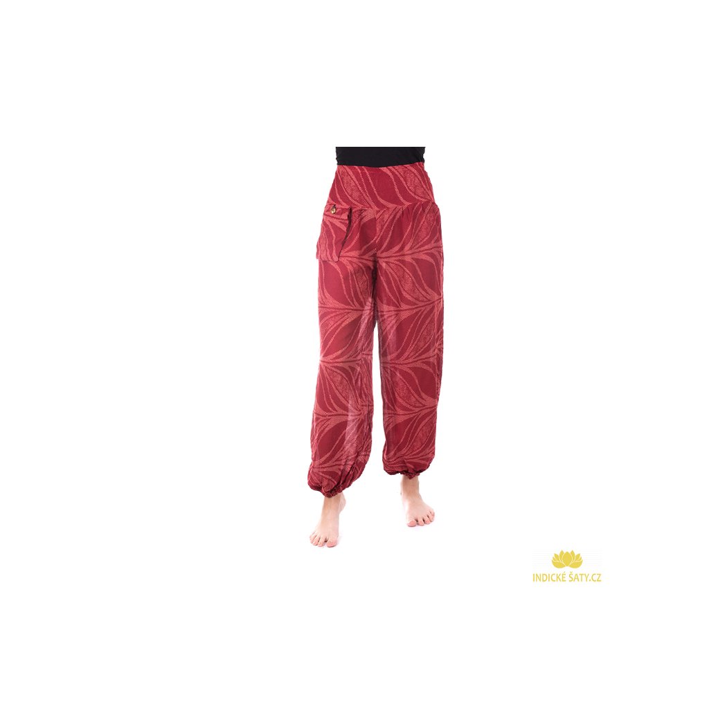 Pohodlné kalhoty z viskózy červené
