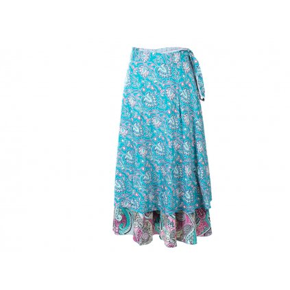 Dvojitá zavinovací sukně z umělého hedvábí modrá