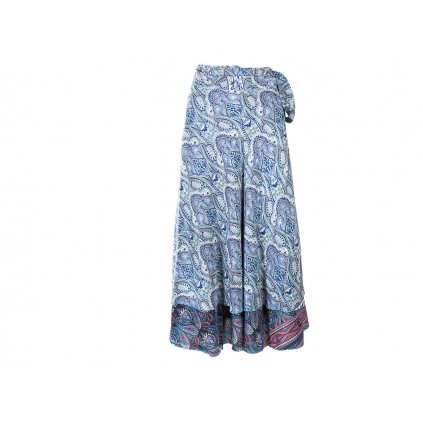 Dvojitá zavinovací sukně z umělého hedvábí modrozelená