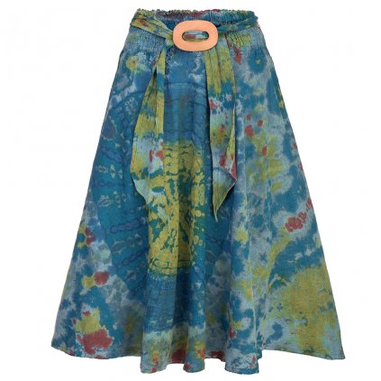 Dlouhá batikovaná sukně z bavlny Bindorai