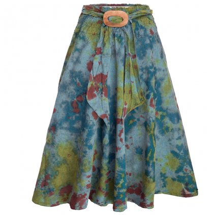 Dlouhá batikovaná sukně z bavlny Bindorai