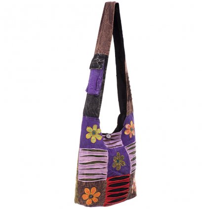 Bavlněná taška original Květiny patchwork stonewash