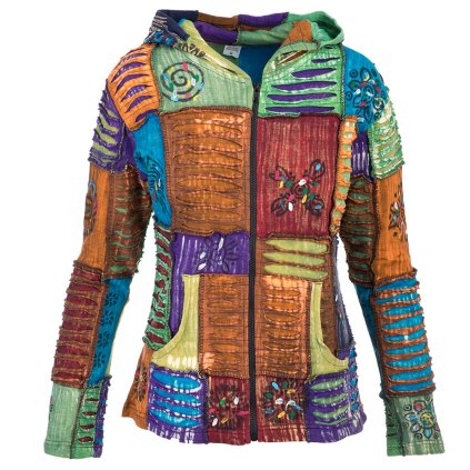 (M) Stonewash řezaná patchwork mikina Original