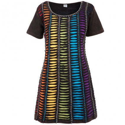 Prostřihávané strečové šaty s krátkými rukávky barevné