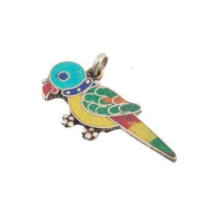 Vykládaný amulet Papoušek tenký