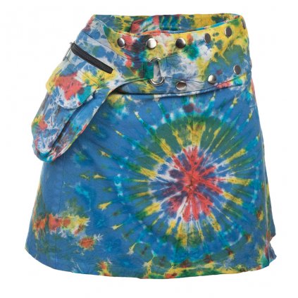 Batikovaná sukně s druky a kapsičkou modrá (UNI)