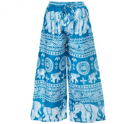 Volné kalhoty z rayonu slonové modré