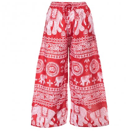 Volné kalhoty z rayonu slonové červené