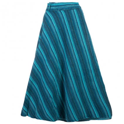Dlouhá bavlněná zavinovací sukně stonewash modrá