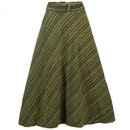Dlouhá bavlněná zavinovací sukně stonewash zelená