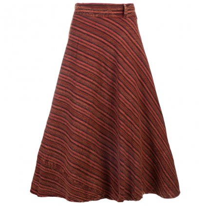 Dlouhá bavlněná zavinovací sukně stonewash červená
