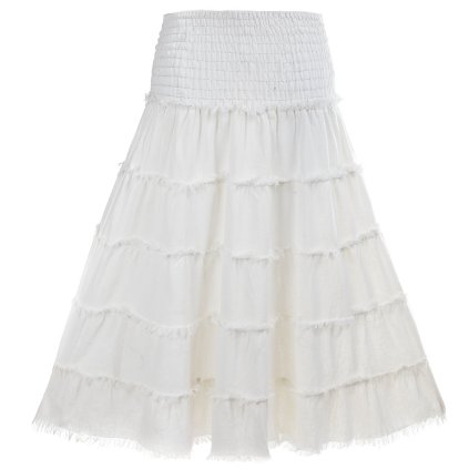 Dlouhá třepená bavlněná sukně bílá
