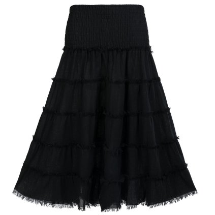 Dlouhá třepená bavlněná sukně černá