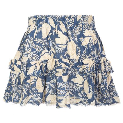 Třepená krátká sukně z bavlny modrá