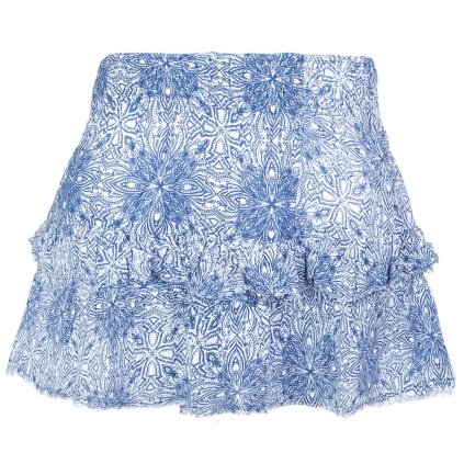 Třepená krátká sukně z bavlny modrobílá