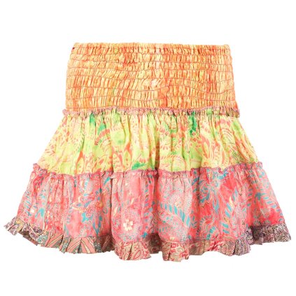 Krátká sukně z umělého hedvábí s žabičkováním