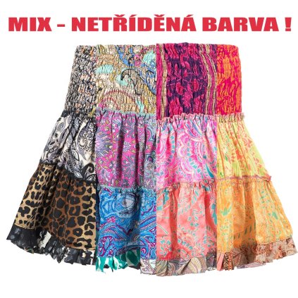 MIX NETŘÍDĚNÁ BARVA! Krátká sukně z umělého hedvábí s žabičkováním