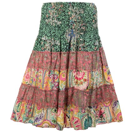 Střední sukně z umělého hedvábí s žabičkováním