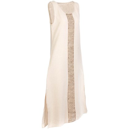 (S/M) Dlouhé šaty z bavlny s ručním tiskem lněné