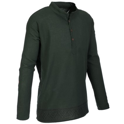 (XL) Indická kurta z bavlny s ručním tiskem tmavě zelená