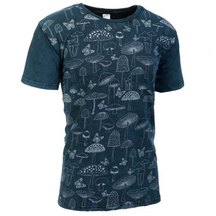 Pánské tričko Houbičky stonewash petrolejové