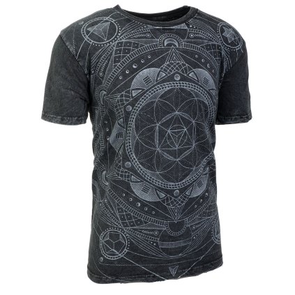 Pánské tričko Mandala života stonewash šedé