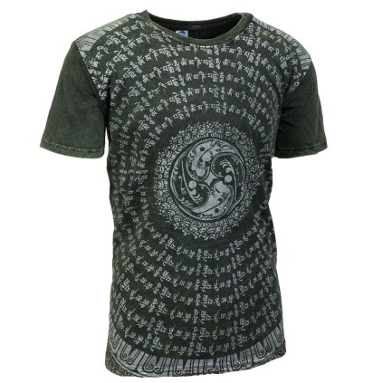 Pánské tričko Mantra a Jin Jang stonewash zelené