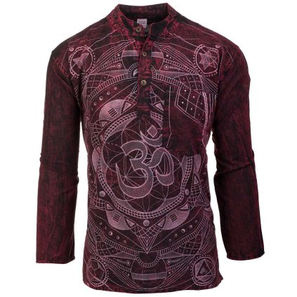 Bavlněná kurta Óm stonewash vínová