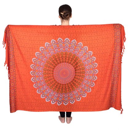 Indický sárong z rayonu Mandala oranžový