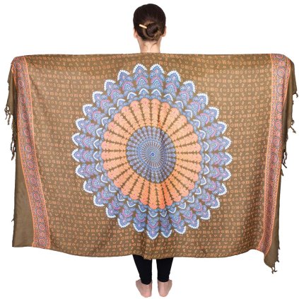 Indický sárong z rayonu Mandala khaki