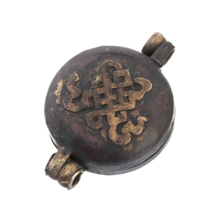 Otevírací amulet Dorje a Óm z mědi a mosazi velký