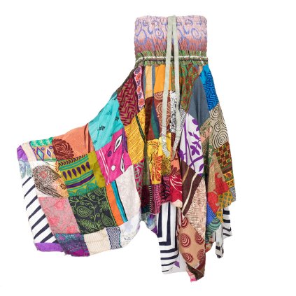 Dvojitá šatosukně z upcyklované viskozy patchwork