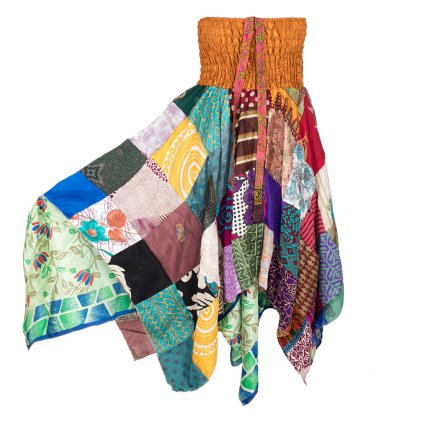 Dvojitá šatosukně z upcyklované viskozy patchwork